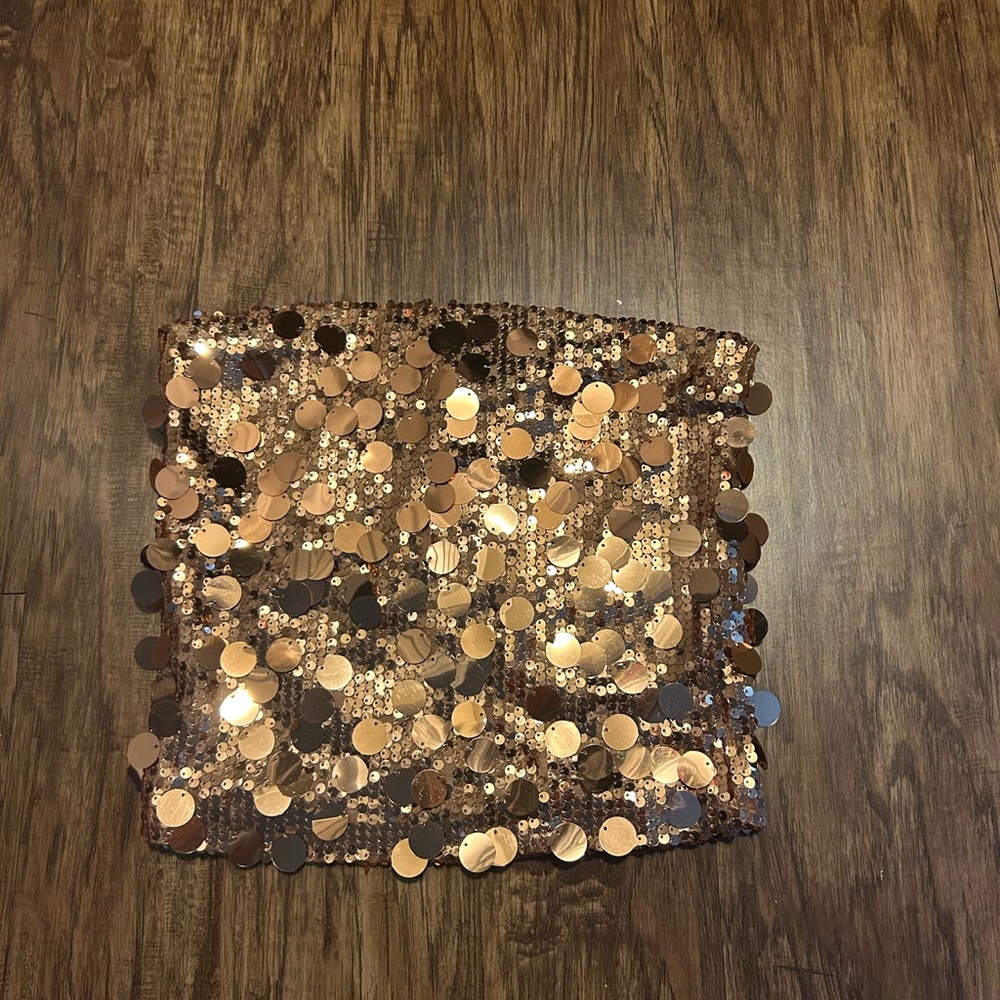 Sequin Embellished Gold Tube Top